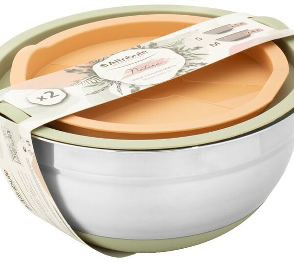 Набор мисок с крышками Attribute Natura 1.5л+2.4л 2шт