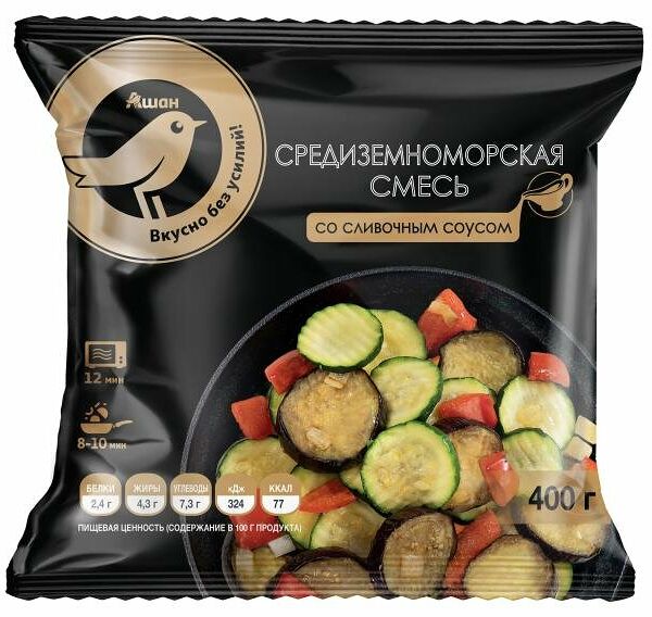 Смесь овощная АШАН Золотая птица Средиземноморская с соусом, 400 г
