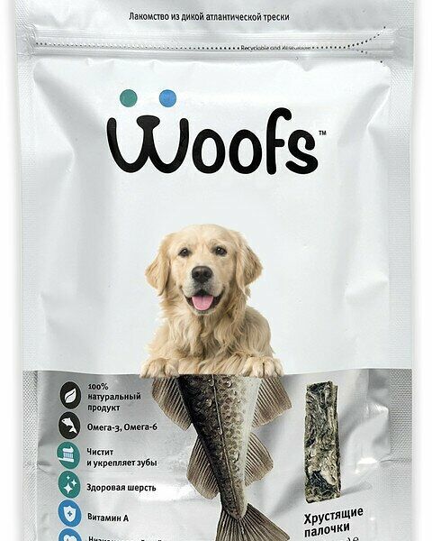 Лакомство рыбное Woofs Кожа трески сушеная для собак