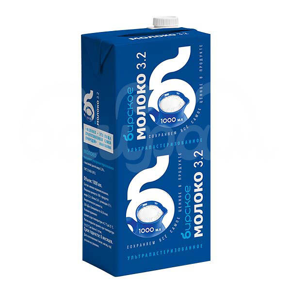 Молоко Бирское 3.2% 1000мл Ультрапастеризованное тба