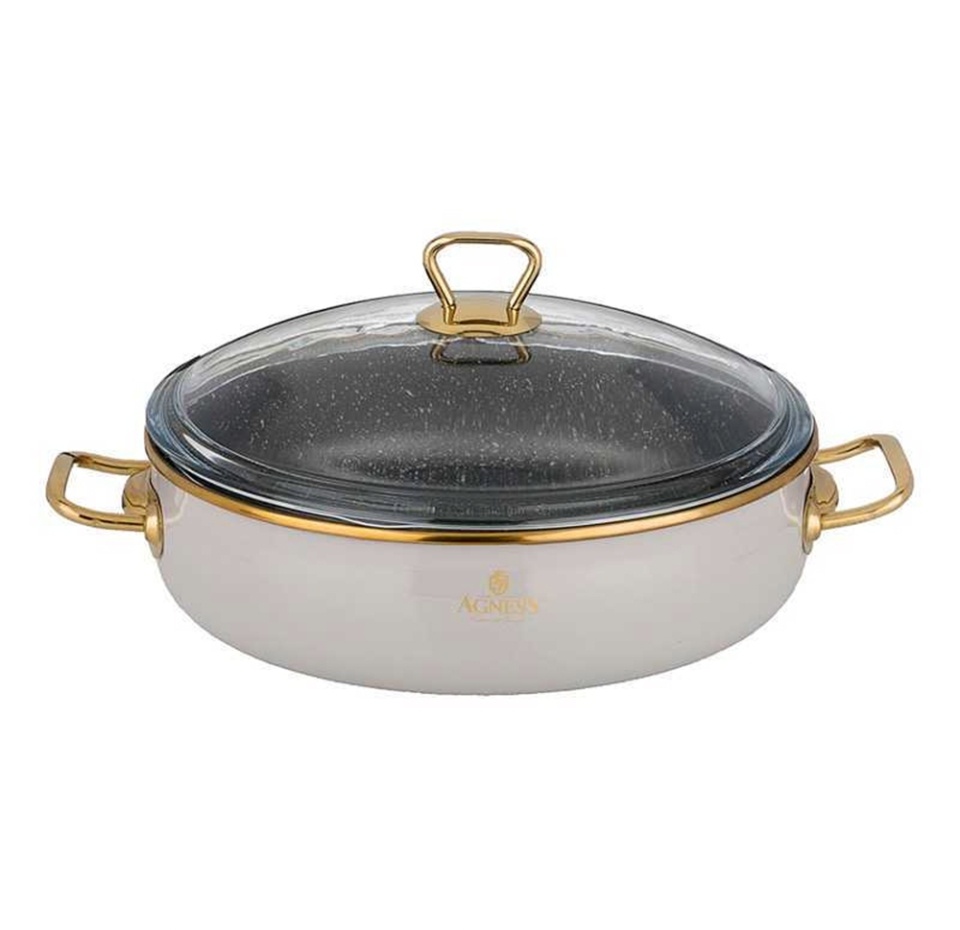 

Сотейник Agness эмалированный со стекл. крышкой и антипригар. "мраморным" покрытием 26см / 3,5л, Турция