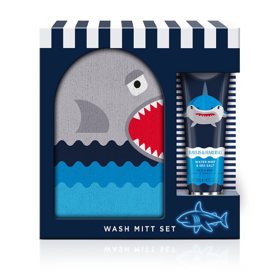 

Набор подарочный Shark Mitt Gift Set: рукавица-мочалка, гель для душа, Baylis & Harding, Китай
