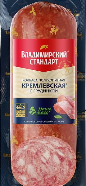 Колбаса Владимирский Стандарт Кремлевская с грудинкой полукопченая 350г