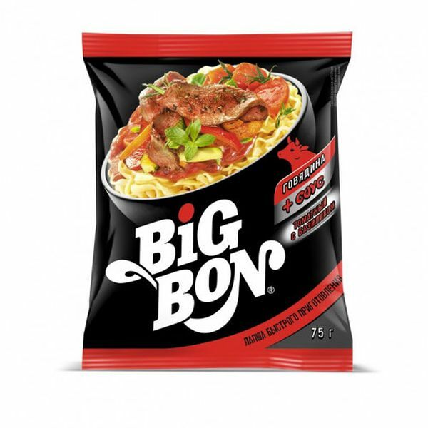 Лапша быстрого приготовления Биг Бон Говядина в Соусе Томат Базилик