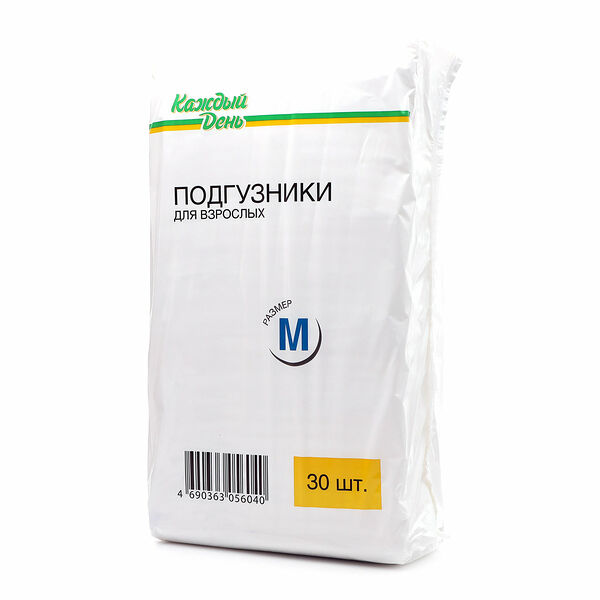Подгузники для взрослых Каждый день размер М обхват 70-130 см, 30 шт