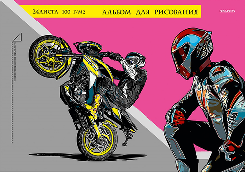 Альбом для рисования PROF-PRESS А4, 24 листа, на гребне, в ассортименте, 
Арт. 24-3760/3