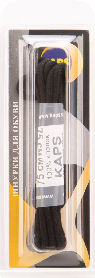 

Шнурки круглые KAPS вощеные, тонкие черные, 75см