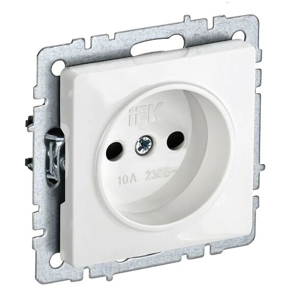 Розетка IEK Brite, без заземления, без защитных шторок, 10 А, белый