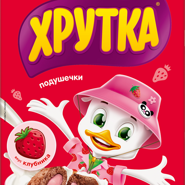 Готовый завтрак Хрутка Злаковые с начинкой со вкусом клубники обогащенные кальцием