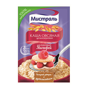Каша овсяная Мистраль с малиной, порционная 1 шт.