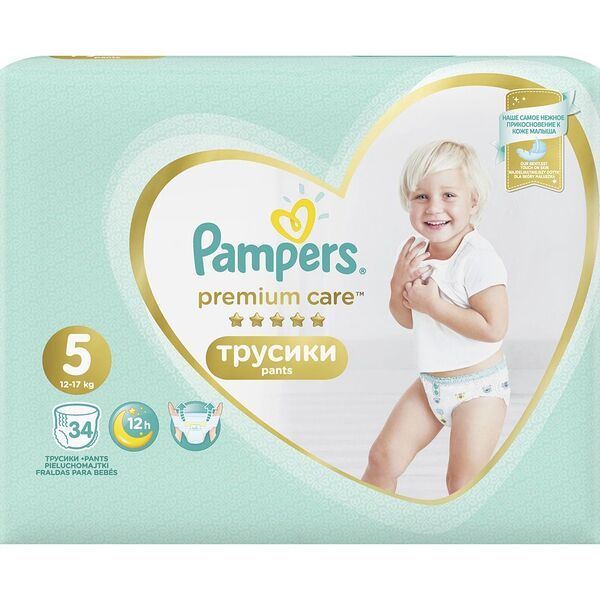 Трусики-подгузники Pampers Premium Care 5 (12-17 кг), 34 шт.