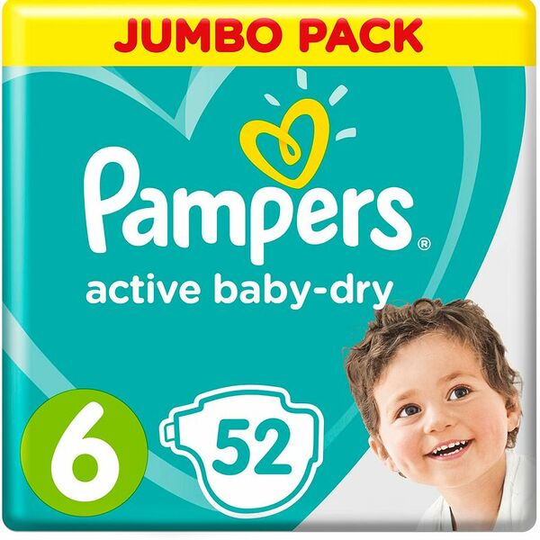 Подгузники Pampers Active baby-dry 6 (13-18 кг), 52 шт.