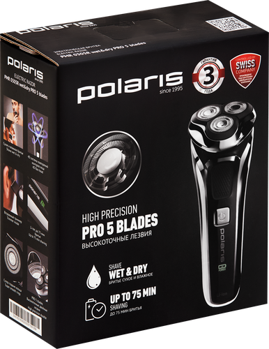 

Бритва электрическая POLARIS Wet&dry PRO 5 blades, Арт. PMR 0305R/0304R