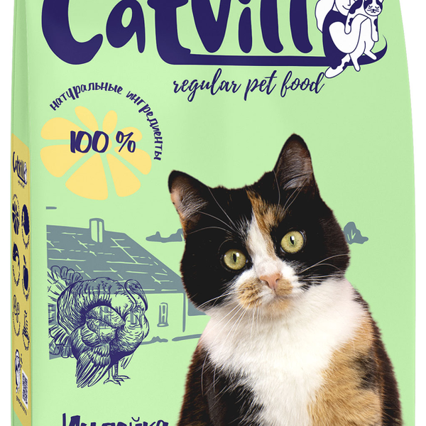 Корм сухой CatVeld полнорационный для взрослых кошек всех пород с индейкой 800 г