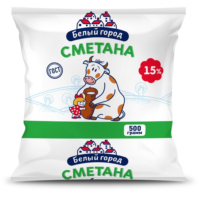 

Сметана Белый город 15% 500 г