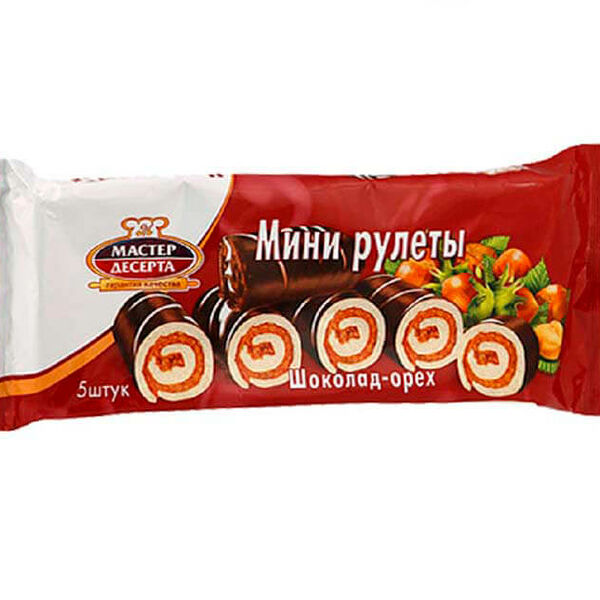 Рулет мини Мастер Десерта 175г 5шт*35г шоколад-орех Раменск