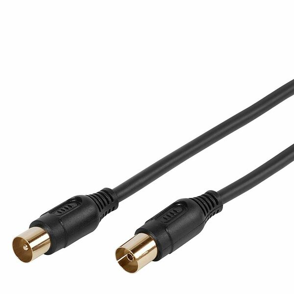 Кабель телевизионный Vivanco 1,5м Gold 48/20 15GB.штекер-гнездо, черный (48133)