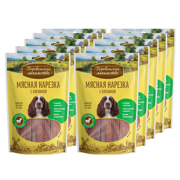Лакомство для собак ДЕРЕВЕНСКИЕ ЛАКОМСТВА Мясная нарезка с олениной 90г (упаковка - 10 шт)