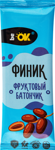 

Батончик фруктово-ореховый BE OK со вкусом финика, 30г