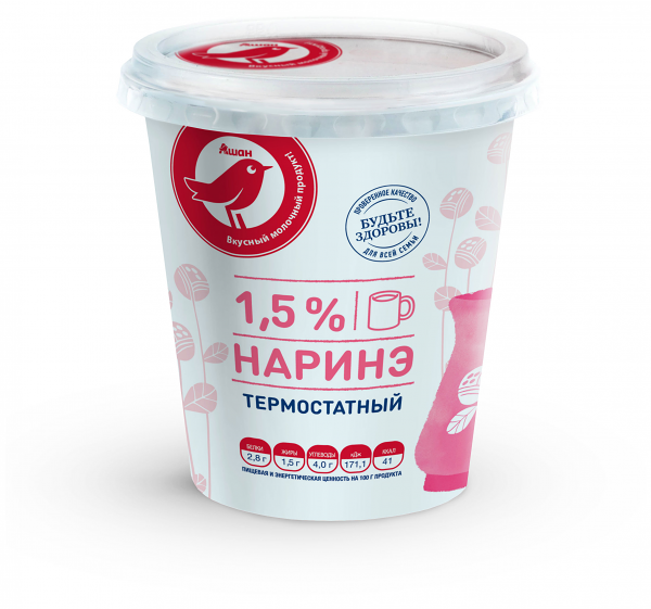 Продукт кисломолочный АШАН Красная птица Наринэ термостатный 1,5%