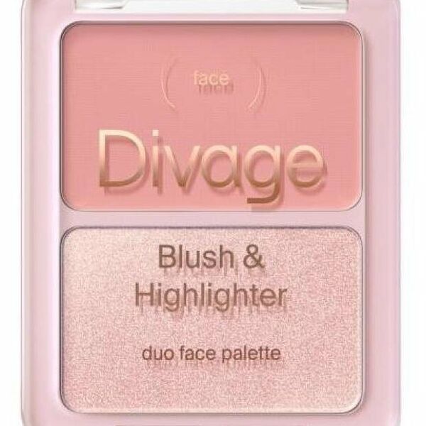 Палетка для лица Divage Blush&Highlighter Duo Face Palette тон 02 Розовый 8 г