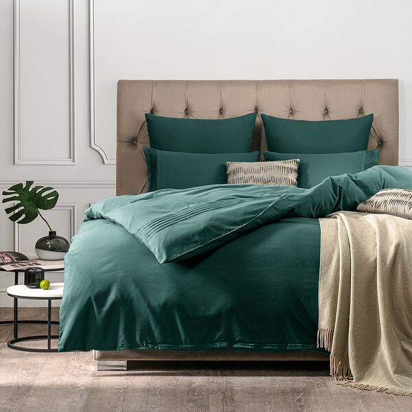 Комплект постельного белья SleepiX Миоко, Евро, 4 наволочки, сатин, зеленый