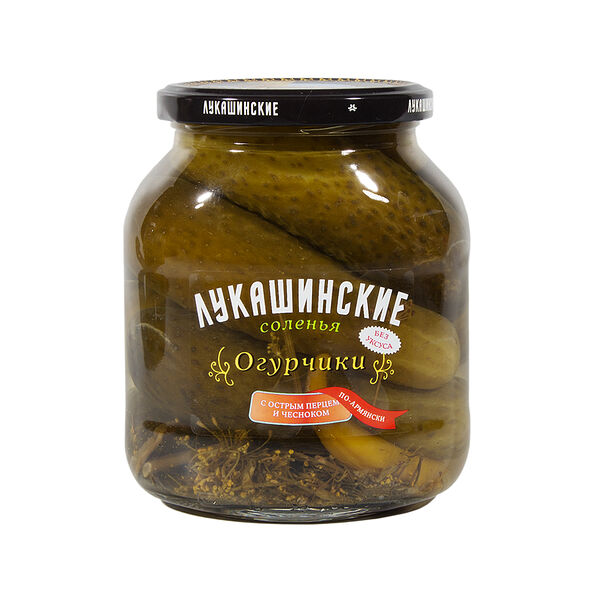 Огурчики Лукашинские соленые по армянски с острым перцем и чесноком