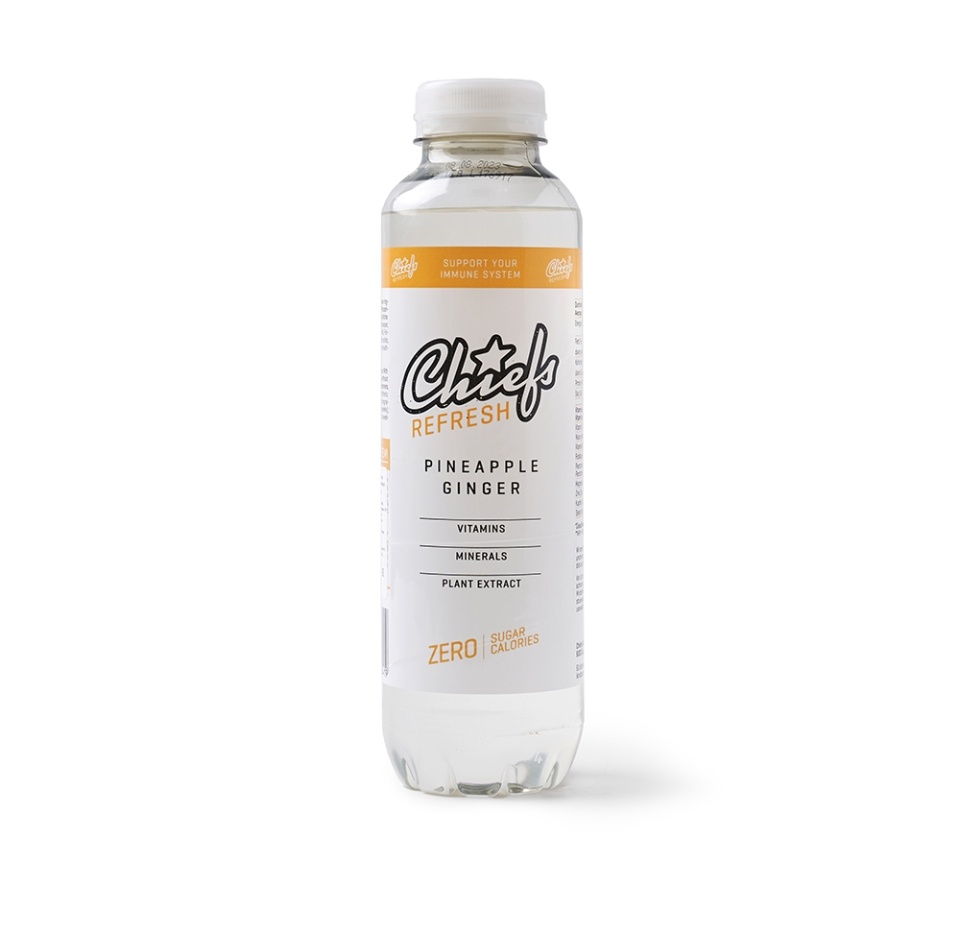 

Вода Chiefs Refresh Pineapple & Ginger негазированная с витаминными добавками со вкусом ананаса и имбиря Tandego 500 мл, Германия