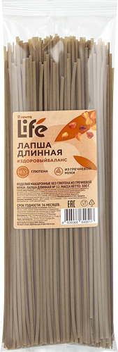 Макароны безглютеновые ЛЕНТА LIFE Лапша длинная, из гречневой муки, 300г