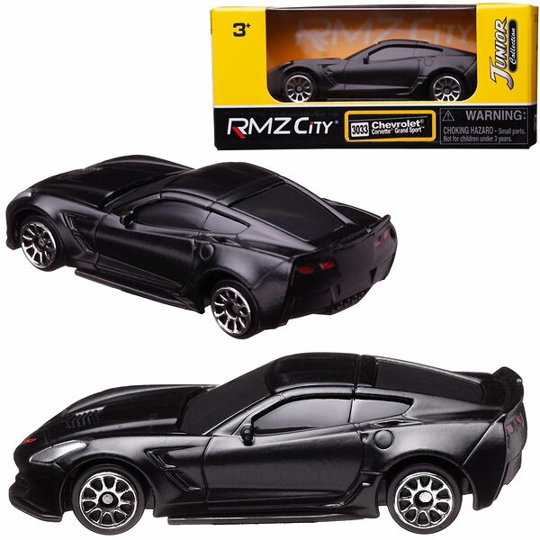 Машинка металлическая Uni-Fortune RMZ City 1:64 Chevrolet Corvette C7, без механизмов, цвет черный матовый
