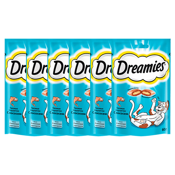 Лакомство для кошек DREAMIES лакомые подушечки с лососем