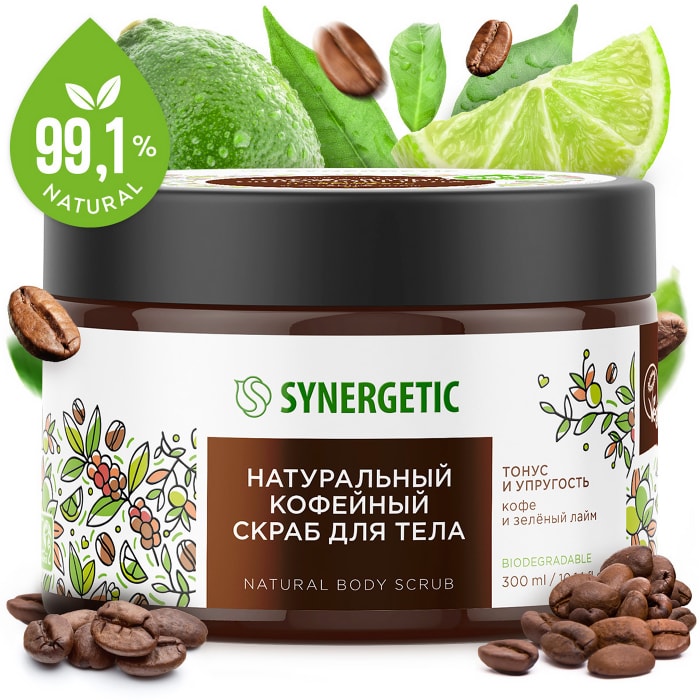 

Кофейный скраб для тела Synergetic Кофе и зеленый лайм 300 мл