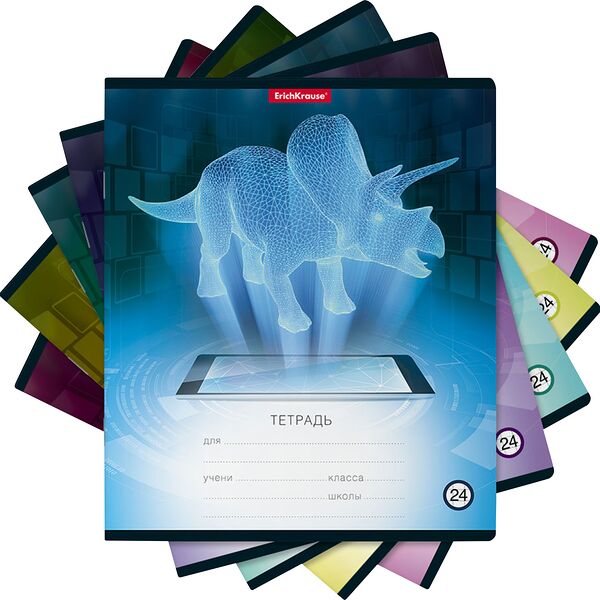 Тетрадь ERICHKRAUSE Digital Dino, 24 листов, в клетку