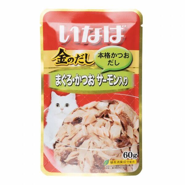 Корм для кошек INABA Киннодаси в желе Микс тунцов, семга пауч 60г (упаковка - 12 шт)