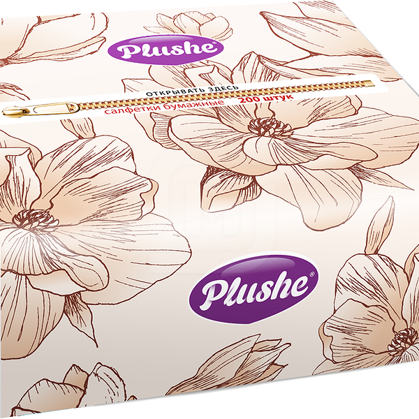 Бумажные салфетки Plushe для лица 2слоя