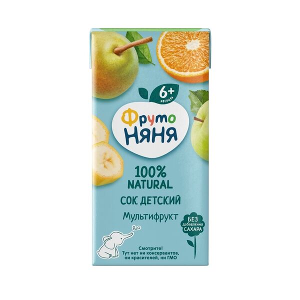 Сок ФрутоНяня мультифруктовый с 6 месяцев 200 мл