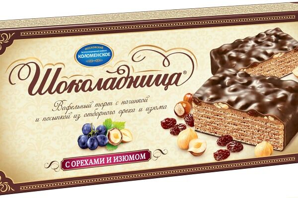 Вафельный торт Шоколадница с орехами и изюмом 250г