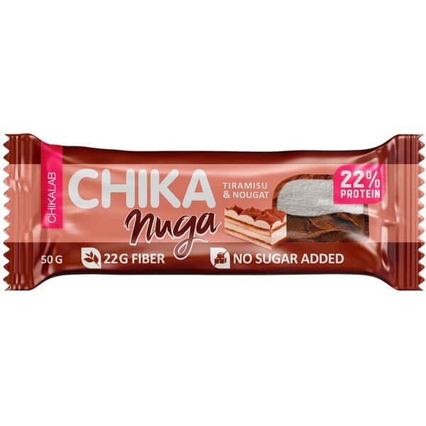 Батончик протеиновый Chikalab Chika Nuga глазированный Нуга с Тирамису (без сахара) 50г, Россия