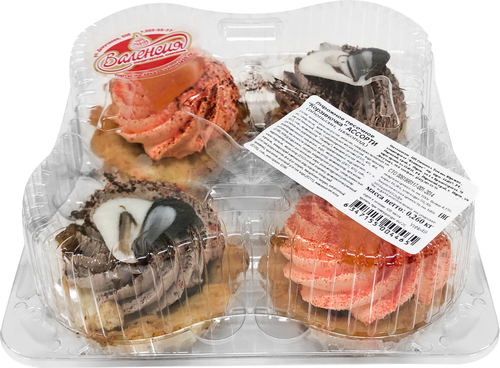 

Пирожное ВАЛЕНСИЯ Корзиночка Ассорти апельсин, шоколад, 260г