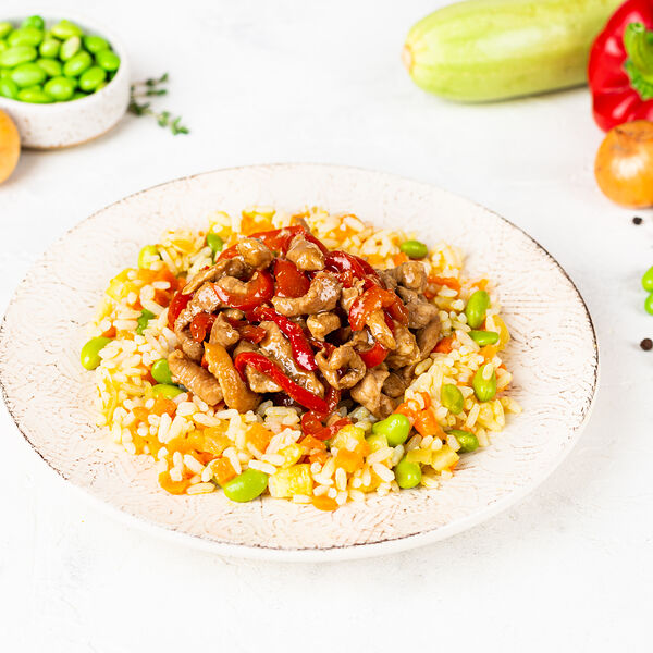 Свинина в соусе Терияки с овощами и рисом 300 г