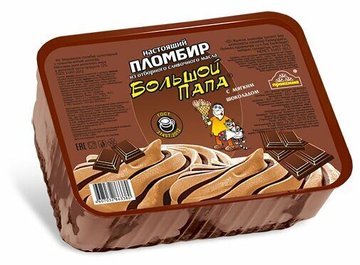 Мороженое Большой папа пломбир шоколадный, 450г