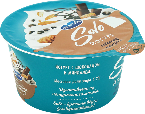 

Йогурт Экомилк Solo Шоколад-миндаль 4.2% 130 г