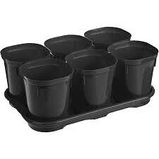 Набор горшков для выращивания рассады Smart Solution с поддоном оникс 6х400мл InGreen