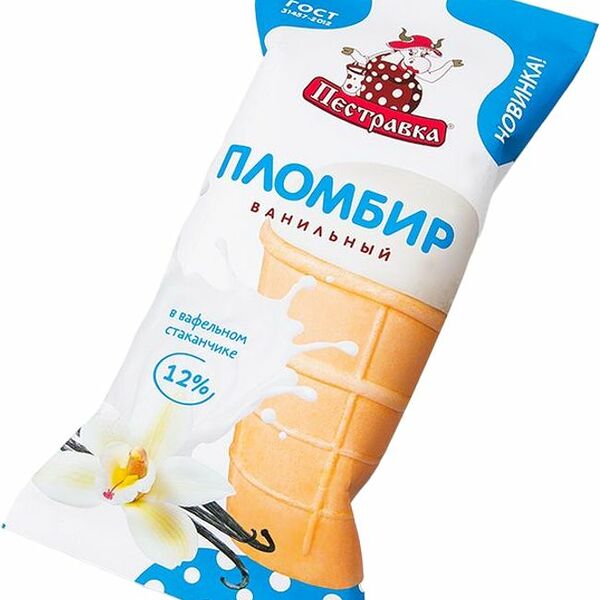 Мороженое Пестравка пломбир ванильный, стаканчик
