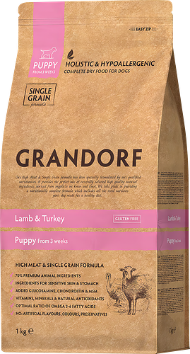 Корм сухой для щенков Grandorf Ягненок с индейкой, 1кг