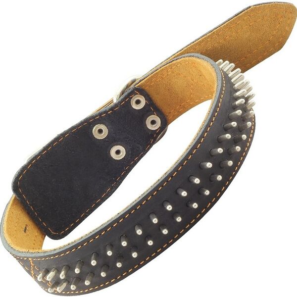 Ошейник для собак Гамма Ёж кожаный двойной с украшением 70 см