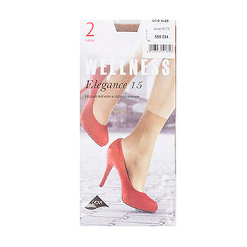 Носки женские Wellness eleganse 2 пары, one size, цвет легкий загар, 15 den