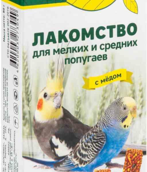 Лакомство для мелких и средних попугаев Triol с мёдом, 3 шт.