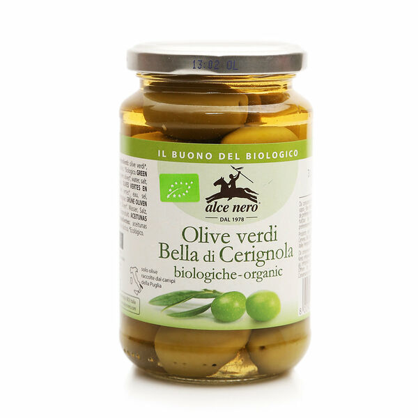 Оливки зеленые Bella di Cerignola в рассоле ТМ Alce Nero (Альче Неро)