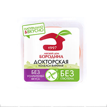 Колбаса «Докторская», «Мясной дом Бородина», нарезка, 190 г, Россия